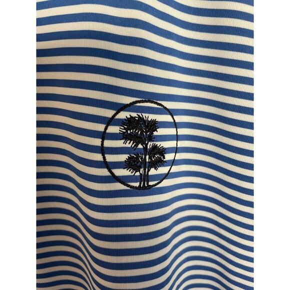 FootJoy FJ Golf Polo Shirt Blue White Stripe Stretch The Plantation Men's Size L - Picture 3 of 10